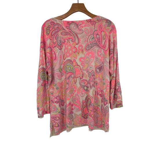 Talbots Womens Paisley Print  Sweater size large 3/4 sleeve cotton blend - Picture 3 of 4